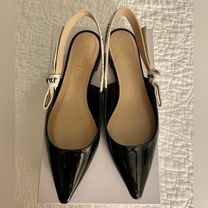 DIOR J’ADIOR PATENT BLACK FLATS 38